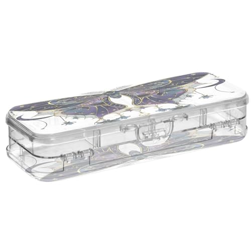 OWFKAY Federmäppchen mit Zubehör, Motten-Kunststoff, transparent, Stiftebox, Organizer, Buntstifte, Aufbewahrungsbox, doppellagiger Stifthalter für die Schule von OWFKAY