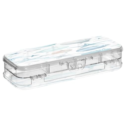 OWFKAY Federmäppchen mit Zubehör, Muschel, Seestern, Kunststoff, transparent, Stiftebox, Organizer, Buntstifte, Aufbewahrungsbox, doppellagiger Stifthalter für die Schule von OWFKAY