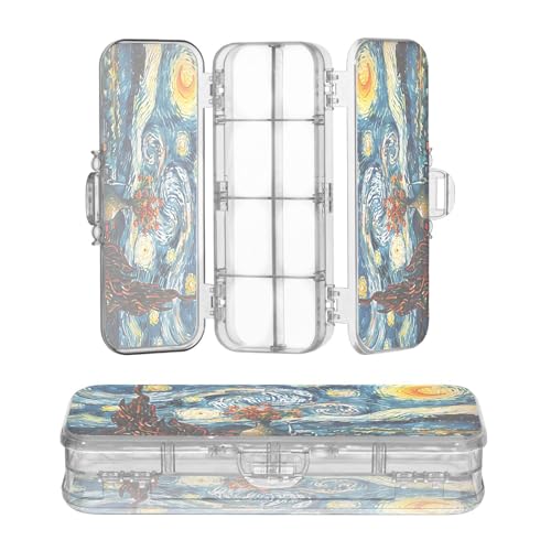 OWFKAY Federmäppchen mit Zubehör, Ölgemälde, Blumen, Kunststoff, transparent, Stiftebox, Organizer, Buntstifte, Aufbewahrungsbox, doppellagiger Stifthalter für die Schule OWFKAY Federmäppchen mit Zubehör, Ölgemälde, Blumen, Kunststoff, transparent, Stiftebox, Organizer, Buntstifte, Aufbewahrungsbox, doppellagiger Stifthalter für die Schule von OWFKAY