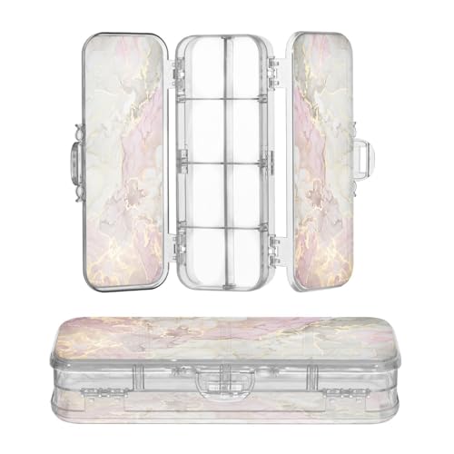 OWFKAY Federmäppchen mit Zubehör, Rosa, Grau, Gold, Marmor, Kunststoff, transparent, Stiftebox, Organizer, Buntstifte, Aufbewahrungsbox, doppellagiger Stifthalter für die Schule OWFKAY Federmäppchen mit Zubehör, Rosa, Grau, Gold, Marmor, Kunststoff, transparent, Stiftebox, Organizer, Buntstifte, Aufbewahrungsbox, doppellagiger Stifthalter für die Schule von OWFKAY