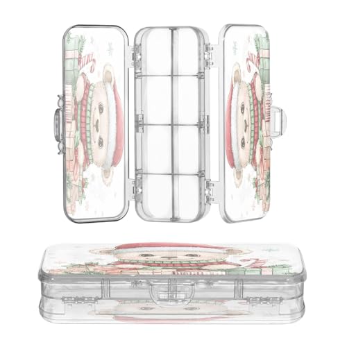 OWFKAY Federmäppchen mit Zubehör, Weihnachtsbär, Kunststoff, transparent, Stiftebox, Organizer, Buntstifte, Aufbewahrungsbox, doppellagiger Stifthalter für die Schule OWFKAY Federmäppchen mit Zubehör, Weihnachtsbär, Kunststoff, transparent, Stiftebox, Organizer, Buntstifte, Aufbewahrungsbox, doppellagiger Stifthalter für die Schule von OWFKAY