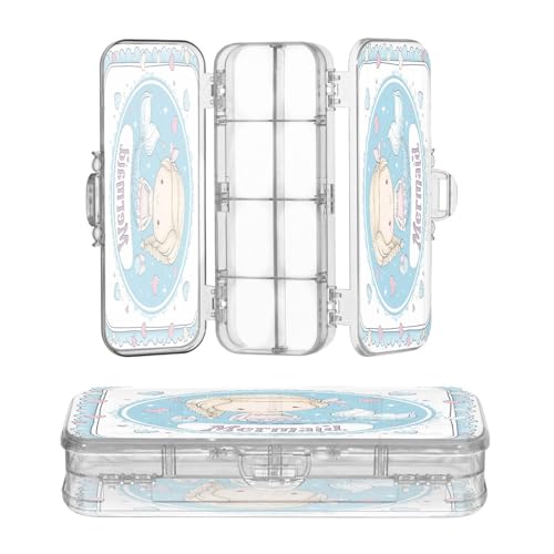 OWFKAY Federmäppchen mit Zubehör, blau, niedliche Meerjungfrau, Kunststoff, transparent, Stiftebox, Organizer, Buntstifte, Aufbewahrungsbox, doppellagiger Stifthalter für die Schule OWFKAY Federmäppchen mit Zubehör, blau, niedliche Meerjungfrau, Kunststoff, transparent, Stiftebox, Organizer, Buntstifte, Aufbewahrungsbox, doppellagiger Stifthalter für die Schule von OWFKAY