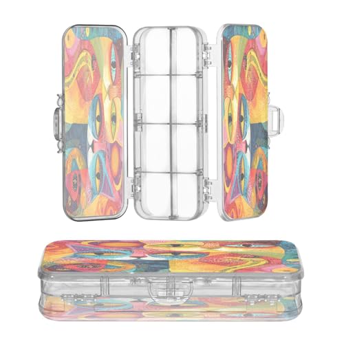 OWFKAY Federmäppchen mit Zubehör, bunte Katzen, Kunststoff, transparent, Stiftebox, Organizer, Buntstifte, Aufbewahrungsbox, doppellagiger Stifthalter für die Schule OWFKAY Federmäppchen mit Zubehör, bunte Katzen, Kunststoff, transparent, Stiftebox, Organizer, Buntstifte, Aufbewahrungsbox, doppellagiger Stifthalter für die Schule von OWFKAY