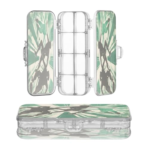 OWFKAY Federmäppchen mit Zubehör, grünes und schwarzes Fußballposter, Kunststoff, transparent, Stiftebox, Organizer, Buntstifte, Aufbewahrungsbox, doppellagiger Stifthalter für die Schule von OWFKAY