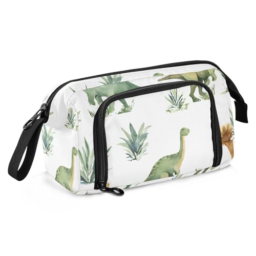 OWFKAY Federmäppchen mit großem Fassungsvermögen, für Schule, Uni, Büro, Organizer für Teenager, Mädchen, Erwachsene, Studenten, Aquarell, Dinosaurier, Gras von OWFKAY