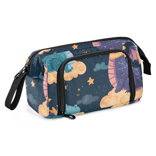 OWFKAY Federmäppchen mit großem Fassungsvermögen, für Schule, Uni, Büro, Organizer für Teenager, Mädchen, Erwachsene, Studenten, Dinosaurier-Wolkenmuster, Dinosaurier-Wolkenmuster, Einheitsgröße von OWFKAY