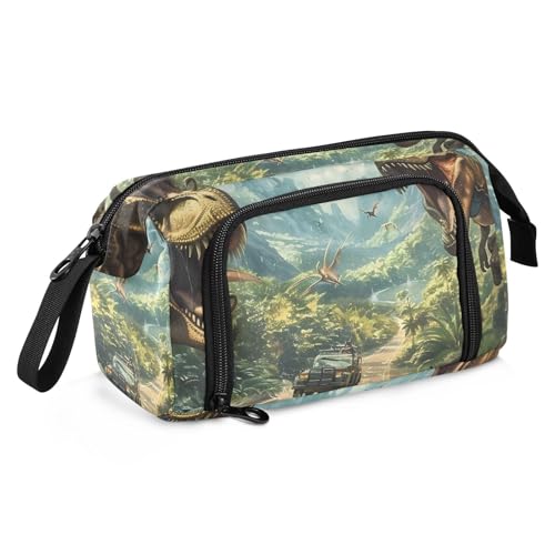 OWFKAY Federmäppchen mit großem Fassungsvermögen, für Schule, Uni, Büro, Organizer für Teenager, Mädchen, Erwachsene, Studenten, Dinosaurier außerhalb des Fensters, Dinosaurier außerhalb des Fensters von OWFKAY