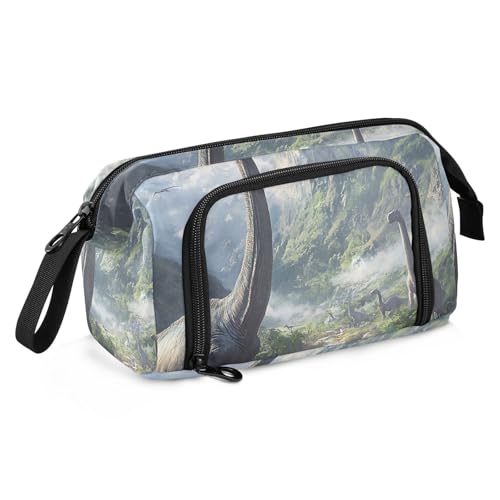 OWFKAY Federmäppchen mit großem Fassungsvermögen, für Schule, Uni, Büro, Organizer für Teenager, Mädchen, Erwachsene, Studenten, Dinosaurier in den Bergen, Dinosaurier in den Bergen, Einheitsgröße von OWFKAY