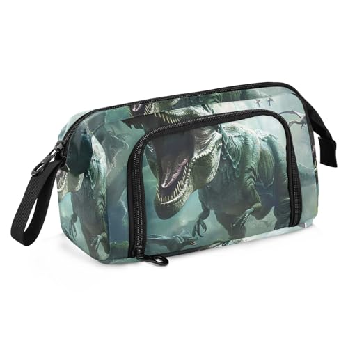 OWFKAY Federmäppchen mit großem Fassungsvermögen, für Schule, Uni, Büro, Organizer für Teenager, Mädchen, Erwachsene, Studenten, Dinosaurier in der Höhle, Dinosaurier in der Höhle, Einheitsgröße von OWFKAY