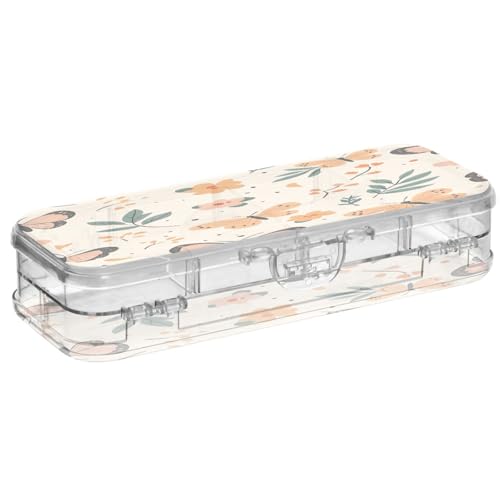 OWFKAY Federmäppchen mit niedlichem Schmetterling, Blume, Kunststoff, transparent, Stiftebox, Organizer, Buntstifte, Aufbewahrungsbox, doppellagiger Stifthalter für die Schule von OWFKAY