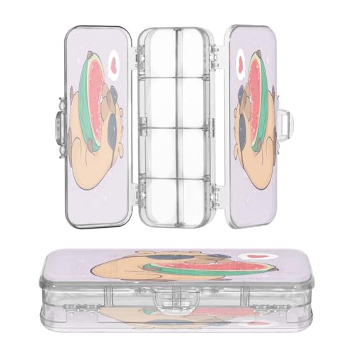 OWFKAY Kleine Federmappe mit Zubehör, Capybara Wassermelone, Kunststoff, transparent, Stiftebox, Organizer, Buntstifte, Aufbewahrungsbox, doppellagiger Stifthalter für die Schule OWFKAY Kleine Federmappe mit Zubehör, Capybara Wassermelone, Kunststoff, transparent, Stiftebox, Organizer, Buntstifte, Aufbewahrungsbox, doppellagiger Stifthalter für die Schule von OWFKAY