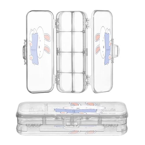 OWFKAY Kleines Federmäppchen mit Hasenlese, Kunststoff, transparent, Stiftebox, Organizer, Buntstifte, Aufbewahrungsbox, doppellagiger Stifthalter für die Schule OWFKAY Kleines Federmäppchen mit Hasenlese, Kunststoff, transparent, Stiftebox, Organizer, Buntstifte, Aufbewahrungsbox, doppellagiger Stifthalter für die Schule von OWFKAY