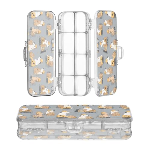 OWFKAY Kleines Federmäppchen mit Hunde-Ziegelmuster, Kunststoff, transparent, Stiftebox, Organizer, Buntstifte, Aufbewahrungsbox, doppellagiger Stifthalter für die Schule OWFKAY Kleines Federmäppchen mit Hunde-Ziegelmuster, Kunststoff, transparent, Stiftebox, Organizer, Buntstifte, Aufbewahrungsbox, doppellagiger Stifthalter für die Schule von OWFKAY