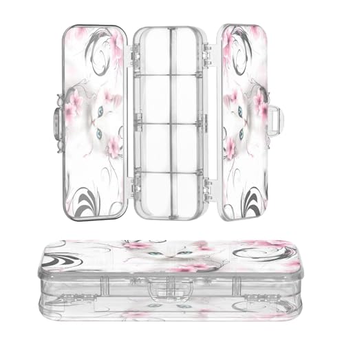 OWFKAY Kleines Federmäppchen mit Katzenmotiv, Kunststoff, transparent, Organizer für Buntstifte, Aufbewahrungsbox, doppellagiger Stifthalter für die Schule OWFKAY Kleines Federmäppchen mit Katzenmotiv, Kunststoff, transparent, Organizer für Buntstifte, Aufbewahrungsbox, doppellagiger Stifthalter für die Schule von OWFKAY