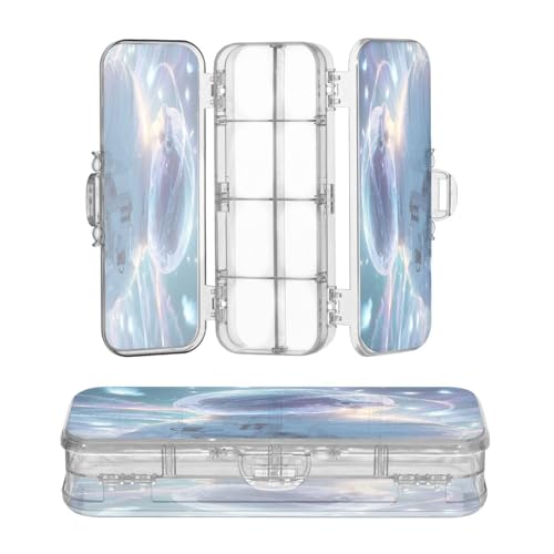 OWFKAY Kleines Federmäppchen mit Zubehör, Astronauten-Schmetterling, Kunststoff, transparent, Stiftebox, Organizer, Buntstifte, Aufbewahrungsbox, doppellagiger Stifthalter für die Schule von OWFKAY