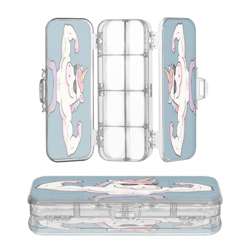 OWFKAY Kleines Federmäppchen mit Zubehör, Einhorn-Muskel-Design, Kunststoff, transparent, Stiftebox, Organizer, Buntstifte, Aufbewahrungsbox, doppellagiger Stifthalter für die Schule OWFKAY Kleines Federmäppchen mit Zubehör, Einhorn-Muskel-Design, Kunststoff, transparent, Stiftebox, Organizer, Buntstifte, Aufbewahrungsbox, doppellagiger Stifthalter für die Schule von OWFKAY