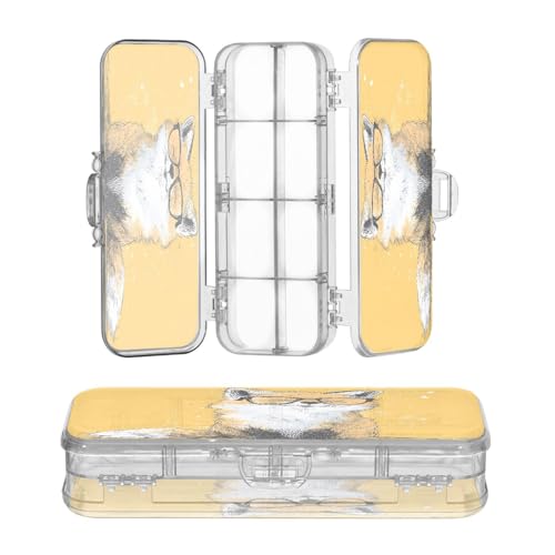 OWFKAY Kleines Federmäppchen mit Zubehör, Fuchs-Brille, Kunststoff, transparent, Stiftebox, Organizer, Buntstifte, Aufbewahrungsbox, doppellagiger Stifthalter für die Schule OWFKAY Kleines Federmäppchen mit Zubehör, Fuchs-Brille, Kunststoff, transparent, Stiftebox, Organizer, Buntstifte, Aufbewahrungsbox, doppellagiger Stifthalter für die Schule von OWFKAY