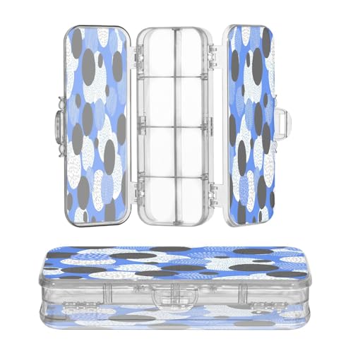 OWFKAY Kleines Federmäppchen mit Zubehör, Schwarz/Weiß, Punktemuster, Kunststoff, transparent, Stiftebox, Organizer, Buntstifte, Aufbewahrungsbox, doppellagiger Stifthalter für die Schule von OWFKAY