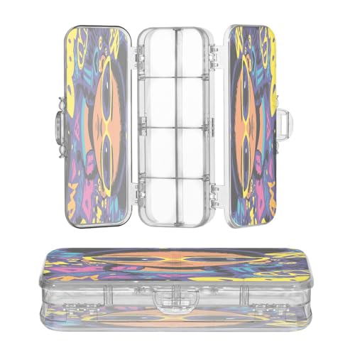 OWFKAY Kleines Federmäppchen mit Zubehör, cooles schwarzes Mädchen, Kunststoff, transparent, Stiftebox, Organizer, Buntstifte, Aufbewahrungsbox, doppellagiger Stifthalter für die Schule von OWFKAY