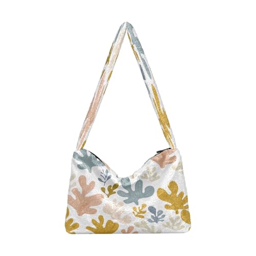 OWFKAY Plüsch-Unterarmtasche für Damen, flauschige Geldbörse, Schultertasche für den Winter, buntes Wasserpflanzen-Muster OWFKAY Plüsch-Unterarmtasche für Damen, flauschige Geldbörse, Schultertasche für den Winter, buntes Wasserpflanzen-Muster von OWFKAY