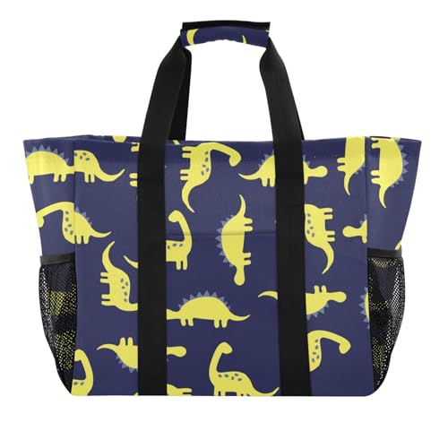 OWFKAY Reisetasche, Sporttasche, wasserdicht, Strandtasche, Schultertasche, Wochenendtasche, Übernachtungstasche für Damen, faltbar, wiederverwendbar, niedliche gelbe Dinosaurier, Niedliche gelbe OWFKAY Reisetasche, Sporttasche, wasserdicht, Strandtasche, Schultertasche, Wochenendtasche, Übernachtungstasche für Damen, faltbar, wiederverwendbar, niedliche gelbe Dinosaurier, Niedliche gelbe von OWFKAY