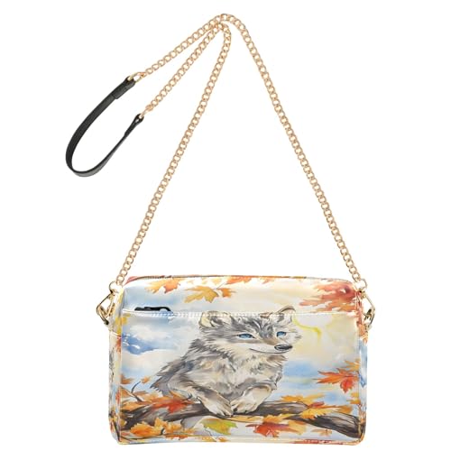 OWFKAY Umhängetasche für Damen, PU-Leder, Umhängetasche, Kuriertasche, Handtasche, verstellbarer breiter Riemen, Aquarell, Grau, Wolf OWFKAY Umhängetasche für Damen, PU-Leder, Umhängetasche, Kuriertasche, Handtasche, verstellbarer breiter Riemen, Aquarell, Grau, Wolf von OWFKAY