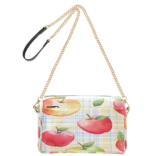 OWFKAY Umhängetasche für Damen, PU-Leder, Umhängetasche, Kuriertasche, Handtasche, verstellbarer breiter Riemen, Aquarell-Apfelmuster OWFKAY Umhängetasche für Damen, PU-Leder, Umhängetasche, Kuriertasche, Handtasche, verstellbarer breiter Riemen, Aquarell-Apfelmuster von OWFKAY
