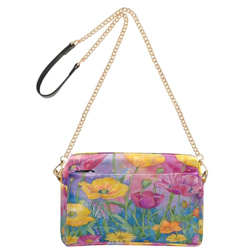 OWFKAY Umhängetasche für Damen, PU-Leder, Umhängetasche, Kuriertasche, Handtasche, verstellbarer breiter Riemen, Aquarell-Blumen, bunt OWFKAY Umhängetasche für Damen, PU-Leder, Umhängetasche, Kuriertasche, Handtasche, verstellbarer breiter Riemen, Aquarell-Blumen, bunt von OWFKAY