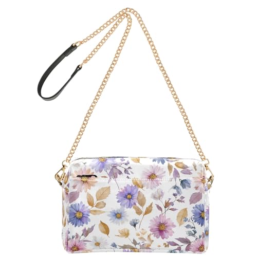 OWFKAY Umhängetasche für Damen, PU-Leder, Umhängetasche, Kuriertasche, Handtasche, verstellbarer breiter Riemen, Blumen, buntes Blattmuster OWFKAY Umhängetasche für Damen, PU-Leder, Umhängetasche, Kuriertasche, Handtasche, verstellbarer breiter Riemen, Blumen, buntes Blattmuster von OWFKAY