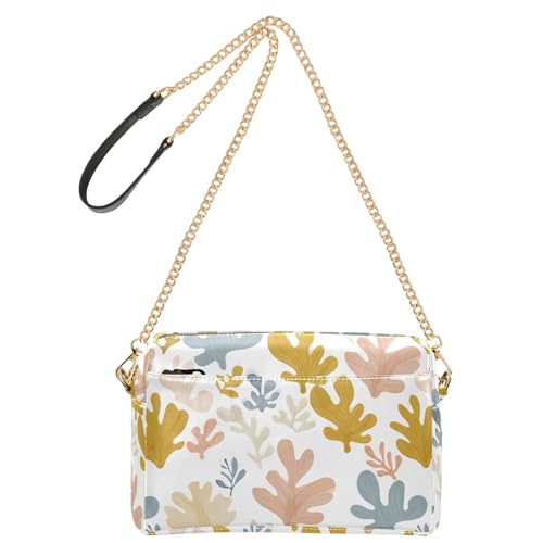 OWFKAY Umhängetasche für Damen, PU-Leder, Umhängetasche, Kuriertasche, Handtasche, verstellbarer breiter Riemen, buntes Wasserpflanzen-Muster OWFKAY Umhängetasche für Damen, PU-Leder, Umhängetasche, Kuriertasche, Handtasche, verstellbarer breiter Riemen, buntes Wasserpflanzen-Muster von OWFKAY