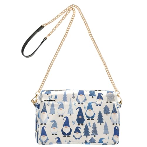 OWFKAY Umhängetaschen für Damen, PU-Leder, Umhängetasche, Kuriertasche, Handtasche, verstellbarer breiter Riemen, Blau und Weiß, Zwergenmuster OWFKAY Umhängetaschen für Damen, PU-Leder, Umhängetasche, Kuriertasche, Handtasche, verstellbarer breiter Riemen, Blau und Weiß, Zwergenmuster von OWFKAY