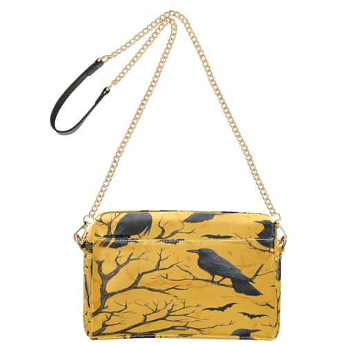 OWFKAY Umhängetaschen für Damen, PU-Leder, Umhängetasche, Kuriertasche, Handtasche, verstellbarer breiter Riemen, Krähenzweig, Fledermausmuster OWFKAY Umhängetaschen für Damen, PU-Leder, Umhängetasche, Kuriertasche, Handtasche, verstellbarer breiter Riemen, Krähenzweig, Fledermausmuster von OWFKAY