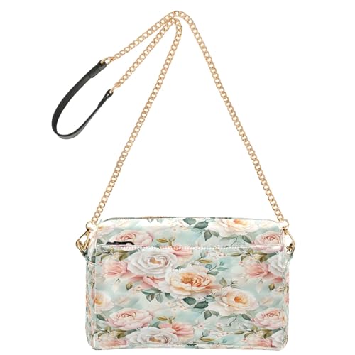 OWFKAY Umhängetaschen für Damen, PU-Leder, Umhängetasche, Kuriertasche, Handtasche, verstellbarer breiter Riemen, Pfingstrosenmuster OWFKAY Umhängetaschen für Damen, PU-Leder, Umhängetasche, Kuriertasche, Handtasche, verstellbarer breiter Riemen, Pfingstrosenmuster von OWFKAY