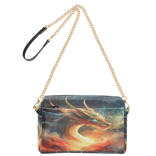 OWFKAY Umhängetaschen für Damen, PU-Leder, Umhängetasche, Kuriertasche, Handtasche, verstellbarer breiter Riemen, Sternenhimmel von OWFKAY