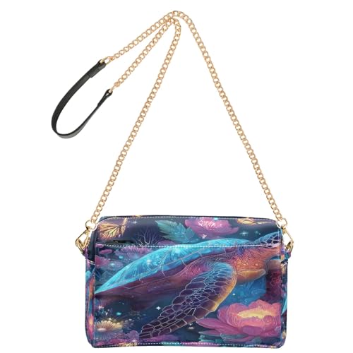 OWFKAY Umhängetaschen für Damen, PU-Leder, Umhängetasche, Kuriertasche, Handtasche, verstellbarer breiter Riemen, leuchtende Meeresschildkröte, Schmetterling OWFKAY Umhängetaschen für Damen, PU-Leder, Umhängetasche, Kuriertasche, Handtasche, verstellbarer breiter Riemen, leuchtende Meeresschildkröte, Schmetterling von OWFKAY