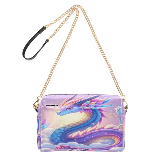 OWFKAY Umhängetaschen für Damen, PU-Leder, Umhängetasche, Kuriertasche, Handtasche, verstellbarer breiter Riemen, schöne Drachenwolke von OWFKAY