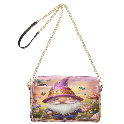 OWFKAY Umhängetaschen für Damen, PU-Leder, Umhängetasche, Kuriertasche, Handtasche, verstellbarer breiter Riemen, traumhafter Zwerg, Schmetterling von OWFKAY