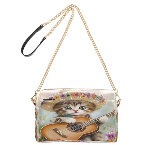 OWFKAY Umhängetaschen für Damen, PU-Leder, Umhängetaschen, Kurierhandtaschen, verstellbarer breiter Gurt, Katzengitarre OWFKAY Umhängetaschen für Damen, PU-Leder, Umhängetaschen, Kurierhandtaschen, verstellbarer breiter Gurt, Katzengitarre von OWFKAY