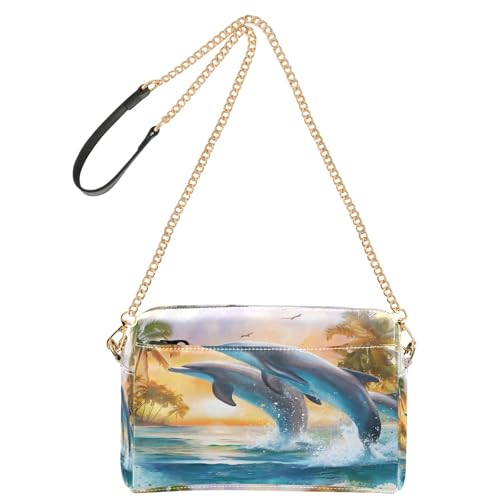 OWFKAY Umhängetaschen für Damen, PU-Leder, Umhängetaschen, Kurierhandtaschen, verstellbarer breiter Riemen, drei Delfine, Handfläche OWFKAY Umhängetaschen für Damen, PU-Leder, Umhängetaschen, Kurierhandtaschen, verstellbarer breiter Riemen, drei Delfine, Handfläche von OWFKAY