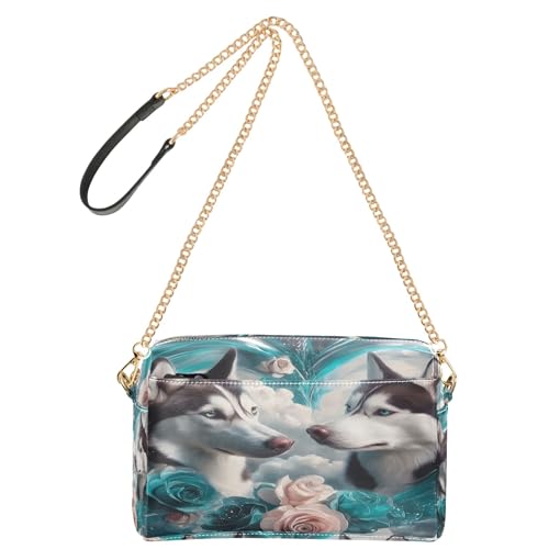 OWFKAY Umhängetaschen für Damen, PU-Leder, Umhängetaschen, Kurierhandtaschen, verstellbarer breiter Riemen, zwei Huskies-Rosen OWFKAY Umhängetaschen für Damen, PU-Leder, Umhängetaschen, Kurierhandtaschen, verstellbarer breiter Riemen, zwei Huskies-Rosen von OWFKAY