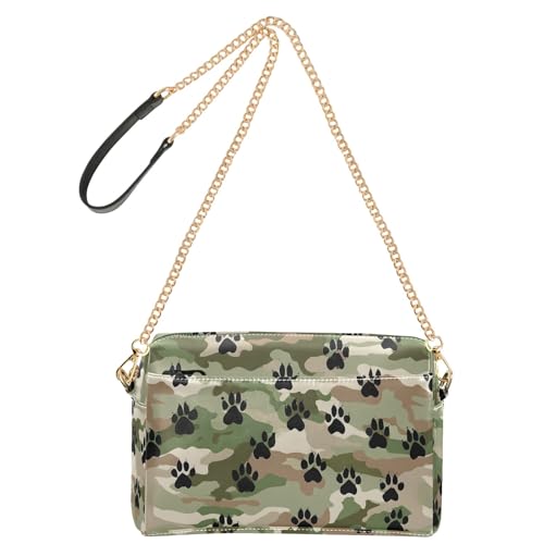 OWFKAY Umhängetaschen für Damen, PU-Leder, Umhängetaschen, Messenger-Handtaschen, verstellbarer breiter Riemen, Camouflage-Fußabdruck-Muster von OWFKAY