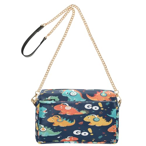 OWFKAY Umhängetaschen für Damen, PU-Leder, Umhängetaschen, Messenger-Handtaschen, verstellbarer breiter Riemen, Dinosaurier-Headset, Blättermuster OWFKAY Umhängetaschen für Damen, PU-Leder, Umhängetaschen, Messenger-Handtaschen, verstellbarer breiter Riemen, Dinosaurier-Headset, Blättermuster von OWFKAY