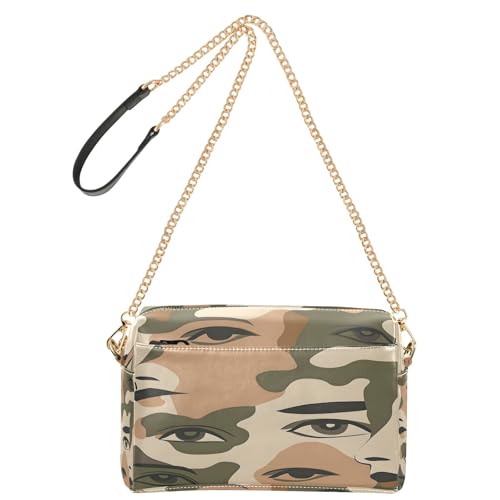 OWFKAY Umhängetaschen für Damen, PU-Leder, Umhängetaschen, Messenger-Handtaschen, verstellbarer breiter Riemen, Gesichter mit Camouflage-Muster OWFKAY Umhängetaschen für Damen, PU-Leder, Umhängetaschen, Messenger-Handtaschen, verstellbarer breiter Riemen, Gesichter mit Camouflage-Muster von OWFKAY