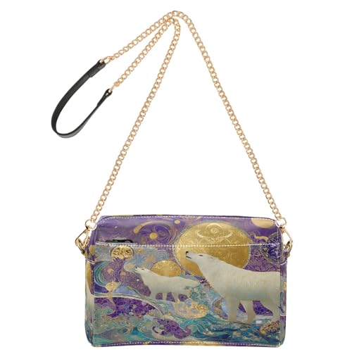 OWFKAY Umhängetaschen für Damen, PU-Leder, Umhängetaschen, Messenger-Handtaschen, verstellbarer breiter Riemen, Wolf, byzantinisches Mosaik, Frozen Into Ice Fraktal OWFKAY Umhängetaschen für Damen, PU-Leder, Umhängetaschen, Messenger-Handtaschen, verstellbarer breiter Riemen, Wolf, byzantinisches Mosaik, Frozen Into Ice Fraktal von OWFKAY