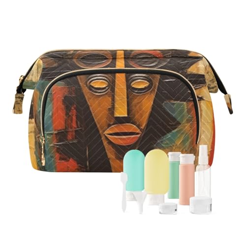 Reise-Make-up-Tasche, abstrakte indische Peaple-Malerei, große Kapazität, Kosmetiktasche für Damen, mehrfarbig, Einheitsgröße, Casual Reise-Make-up-Tasche, abstrakte indische Peaple-Malerei, große Kapazität, Kosmetiktasche für Damen, mehrfarbig, Einheitsgröße, Casual von OWFKAY