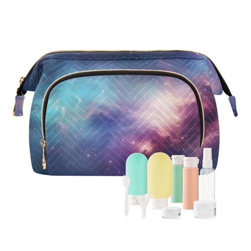 Reise-Make-up-Tasche, violetter Himmel, große Kapazität, Kosmetiktasche für Damen, mehrfarbig, Einheitsgröße, Casual Reise-Make-up-Tasche, violetter Himmel, große Kapazität, Kosmetiktasche für Damen, mehrfarbig, Einheitsgröße, Casual von OWFKAY