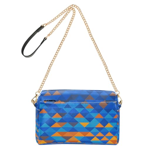 Umhängetaschen für Damen, PU-Leder, Umhängetasche, Kuriertasche, Handtasche, verstellbarer breiter Riemen, Blau / Orange, abstrakte Farbblöcke Umhängetaschen für Damen, PU-Leder, Umhängetasche, Kuriertasche, Handtasche, verstellbarer breiter Riemen, Blau / Orange, abstrakte Farbblöcke von OWFKAY