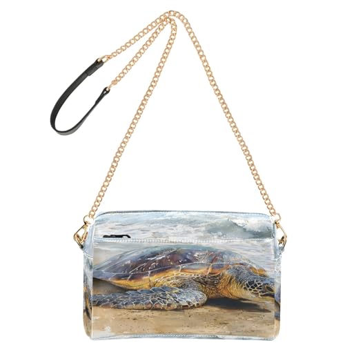 Umhängetaschen für Damen, PU-Leder, Umhängetasche, Kuriertasche, Handtaschen, verstellbarer breiter Riemen, Aquarell-Motiv am Strand von OWFKAY