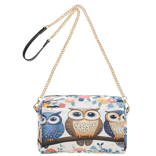Umhängetaschen für Damen, PU-Leder, Umhängetaschen, Kurierhandtaschen, verstellbarer breiter Riemen, drei niedliche Eulen Umhängetaschen für Damen, PU-Leder, Umhängetaschen, Kurierhandtaschen, verstellbarer breiter Riemen, drei niedliche Eulen von OWFKAY