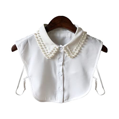 OWLKAY Kragen, falscher Kragen, abnehmbarer falscher Kragen, elegantes Damen-Perlen-Chiffon-Kragen, Hemd, falscher Kragen, Krawatte, abnehmbarer falscher Kragen, Reversbluse, Oberteil, von OWLKAY